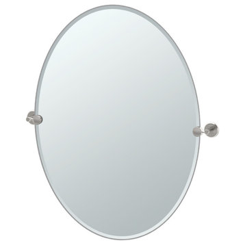 Latitude II 32" Frameless Oval Mirror, Satin Nickel