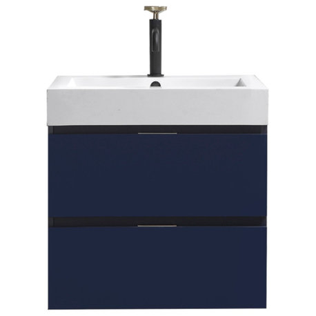 Bliss 24" Wall Mount Bathroom Vanity, Blue