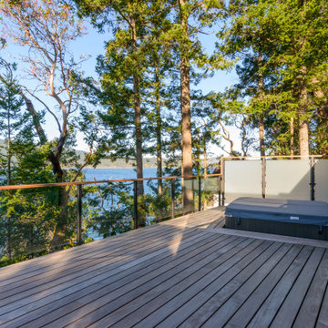 Waterfront Hot Tub Deck with Ipe Hardwood & Glass Railing