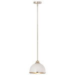 Z-Lite - Landry One Light Pendant, Matte White / Brushed Nickel - Easy elegance follows this domed metal one-light pendant with a crisp industrial influence and minimalist silhouette. A domed shade fashioned of matte white finish stainless steel is trimmed in brushed nickel finish metal with a brushed nickel finish down rod and canopy. This contemporary pendant is adaptable to a variety of decor schemes including farmhouse modern industrial and urban modern.