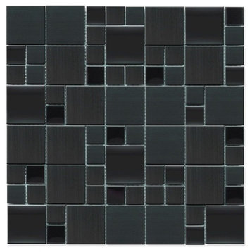 Odyssey Stainless SteelMagic Pattern Mosaic Blend Tile, 12"x12", Set of 10