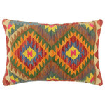 Bareens Designer Rugs - Turkish Rustic Nunn Hand Woven Kilim Pillow - Embellish your home with this timeless casual chic handmade Southwestern Kilim throw pillow covers made with wool and cotton. Constructed on a loom by Nomad Turkman people with hand spun wool and Natural Vegetable dyes these beautiful Kilim pillow covers are known for their beautiful repetitive geometrical, naturalistic floral and traditional patterns yet still giving it a moden look. Masterfully artisan-crafted on traditional Kilim looms with a contemporary fashion palette producing bold intricate sharp patterns making them a standout piece in any decor.