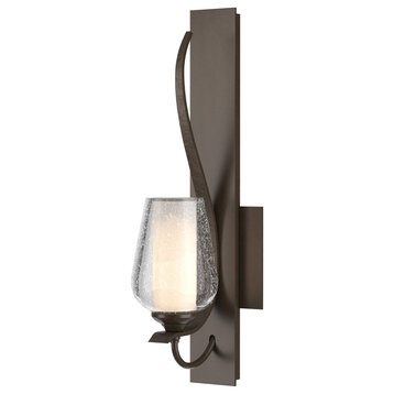 Flora Low Sconce, Bronze, Opal and Seeded Glass