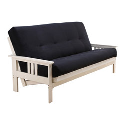 Mikasa White Hardwood Futon | Suede Mattress - Futon Mattresses