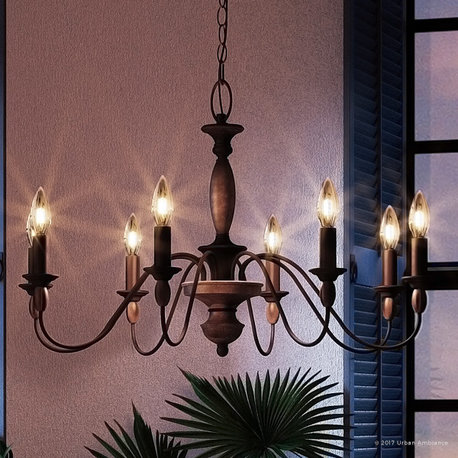 Luxury Americana Bronze and Wood Chandelier, UQL2351, Raleigh Collection