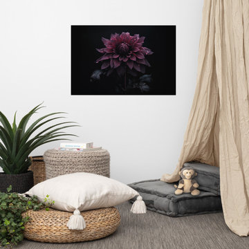 Burgundy Floral Wall Art: Dark Dahlia's Dream Dark Floral Photorealism
