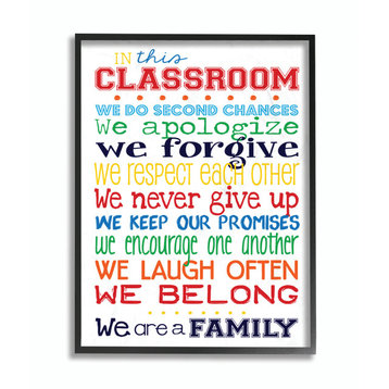 Stupell Industries In This Classroom Rules Typography Art, 24"x30", Black Framed
