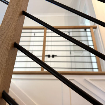 Project #140 | White Oak Staircase with Horizontal Bar Rail