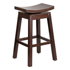 iHome Studio - Estella 30'' Saddle Seat Cappuccino Wood Bar Stool With Auto Swivel Seat - Bar Stools and Counter Stools