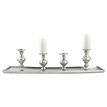Multi-Candle Holder Centerpiece in Silver