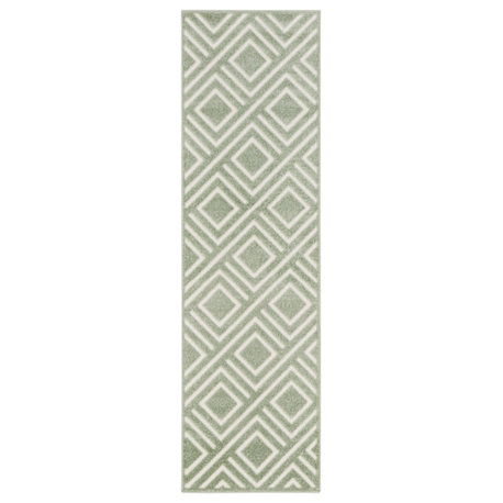 Nourison Care Free 2' x 6' Green Modern Indoor Rug