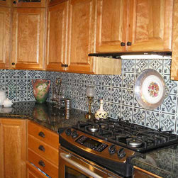 Handpainted Tin Tile Backsplash - Tile