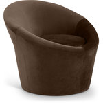 Meridian Furniture - Tristan Upholstered Chair, Brown, Velvet - Nestle into the soft embrace of the Tristan brown velvet accent chair. Its elliptical composition and plush velvet upholstery create a cozy and inviting seating experience. An ergonomic design makes it a standout piece that's both stylish and comfortable, adding a touch of sophistication to any space.