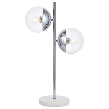 Living District Eclipse 2-Light Metal & Glass Table Lamp in Chrome/Clear
