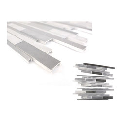 GBM Manufacturing - City Lights 12"x12" Aluminum Metal Wide Linear Mosaic Tile,New York - Mosaic Tile