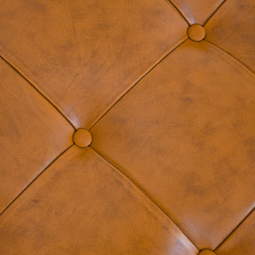 Modern Tan Leather Ottoman Timber