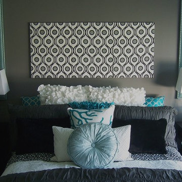 Gray and Turquoise Bedroom