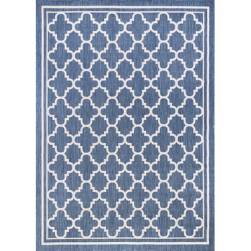 Shaila Transitional Geometric Blue Rectangle Indoor/Outdoor Area Rug, 8'x10'