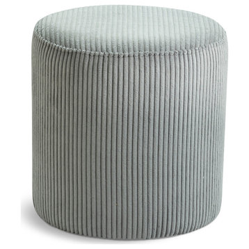 Roy Microsuede Fabric Upholsetered Ottoman/Stool, Grey, Round