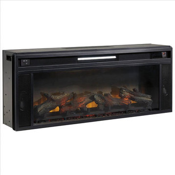 Benzara BM238418 43" Electric Fireplace Insert With Log Set Look, Black