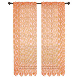 Transitional Curtains Lucy Sheer Curtain Panels, Set of 2, Orange
