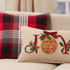 Throw Pillow With Plaid Design and Down Filling, 20"x20", Red