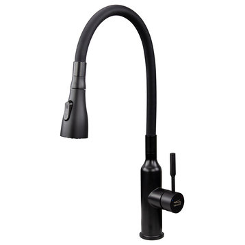 Transolid Kitchen/Laundry Faucet With Dual Spray and Flex Neck, Matte Black