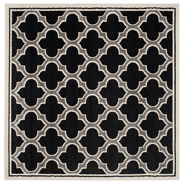 Safavieh Amherst Amt412G Outdoor Rug, Anthracite/Ivory, 7'0"x7'0" Square