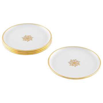 Arienne Signature Medallion Drink Coasters, White and 24-Karat Gold
