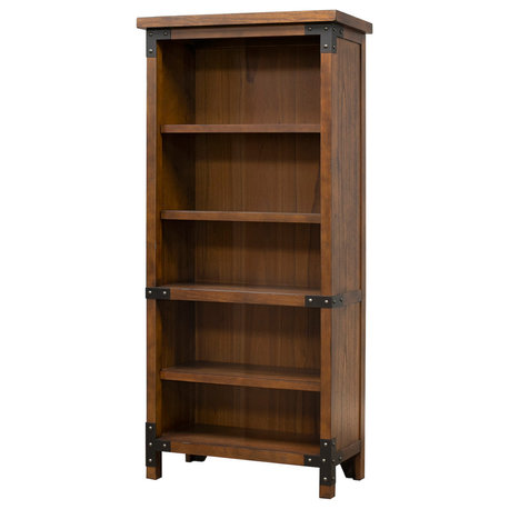 Rustic Open Wood Bookcase Office Shelving Storage Cabinet Fully Assembled Brown