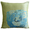 Turquoise Bloom, Green Art Silk 26"x26" Euro Pillow Covers