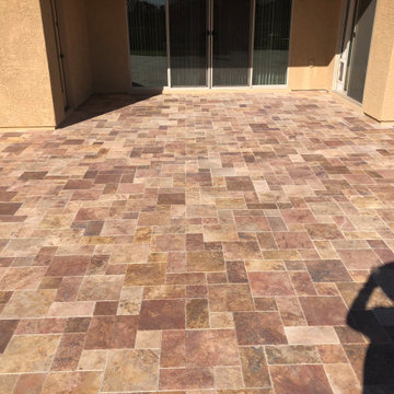 Travertine and Artificial Grass