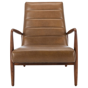 Sabello Channel Tufted Arm Chair, Gingerbread/Dark Walnut