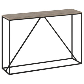 Nia 45 Wide Rectangular Console Table in Blackened Bronze/Antiqued Gray Oak
