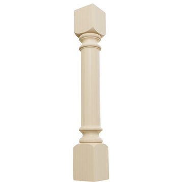 Traditional Cabinet Column, Rubberwood, 5"W x 5"D x 35 1/2"H