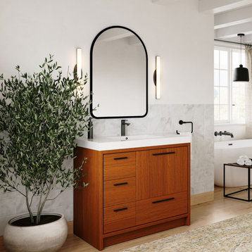 The Sacha Bathroom Vanity, Teak, 36", Single Sink, Freestanding