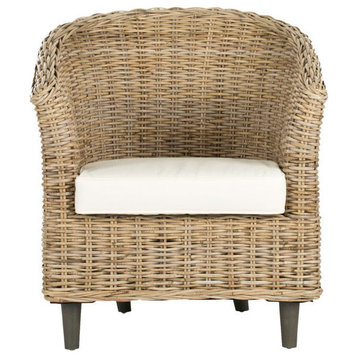 Naomi Rattan Barrel Chair, Natural Unfinished/Whitewash