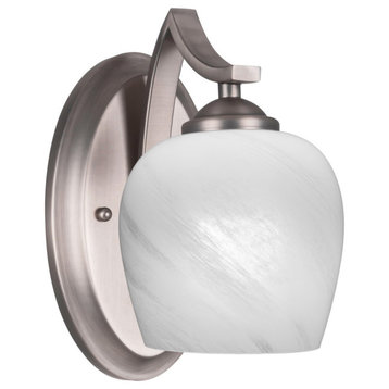 Zilo Wall Sconce Shown, Graphite Finish With 6" White Marble Glass
