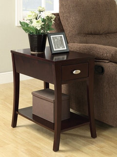 table between recliners side chair curved espresso corin drawer finish legs end wood info