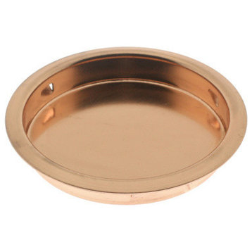 Genuine Solid Brass Round Flush Pull, Bright Copper