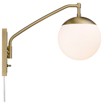 Golden Lighting 3699-A1W OP Glenn 13" Tall Wall Sconce - Brushed Champagne