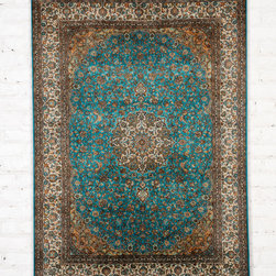 handknotted kashmir silk carpet - Area Rugs