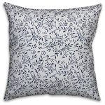DDCG - Delicate Blue Flower Pattern Spun Poly Pillow, 18"x18" - This polyester pillow features a delicate blue flower design to help you add a stunning accent piece to  your home. The durable fabric of this item ensures it lasts a long time in your home.  The result is a quality crafted product that makes for a stylish addition to your home. Made to order.