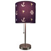 Nautical Stainless Steel Accent Lamp w/Navy Drum Shade