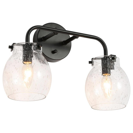 LNC Modern 2-Light Black Bathroom Vanity Light With Globe Glass Shade