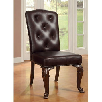 Furniture of America Ramsaran Brown Cherry Faux Leather Dining Chair (Set of 2)