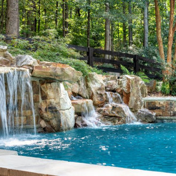 Cascading Boulder Waterfalls Beside the Spa