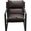 27" Modern Accent Chair, Chocolate Brown, Genuine Leather, Sling Chair