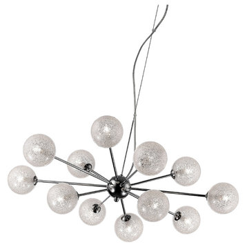 Opulence 12-Light Glitter Glass Chandelier, Chrome