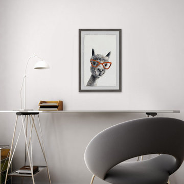 "Geeky Llama II" Framed Painting Print